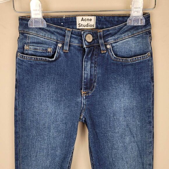 Acne Studios Size 23 Skin 5 Used Blue Skinny Cropped Jeans - Picture 3 of 11